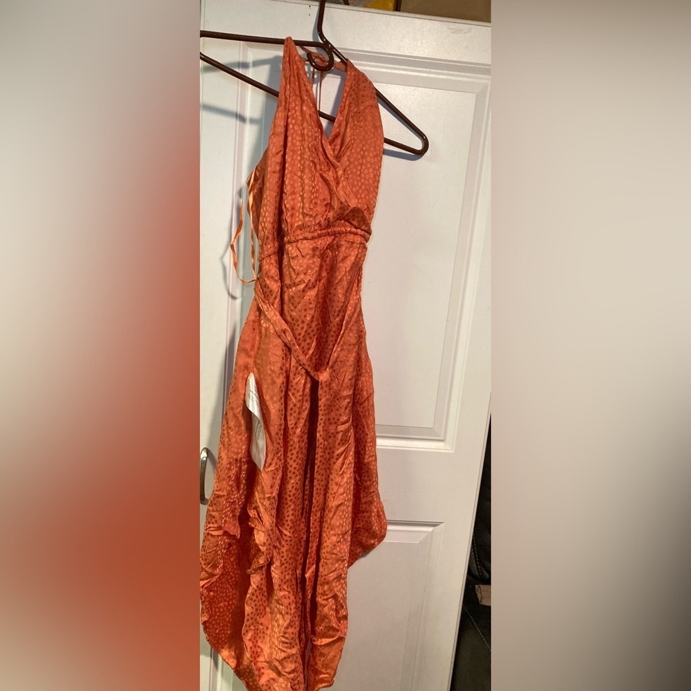 NWT BCBGMaxAzria Orange Halter Dress (medium)